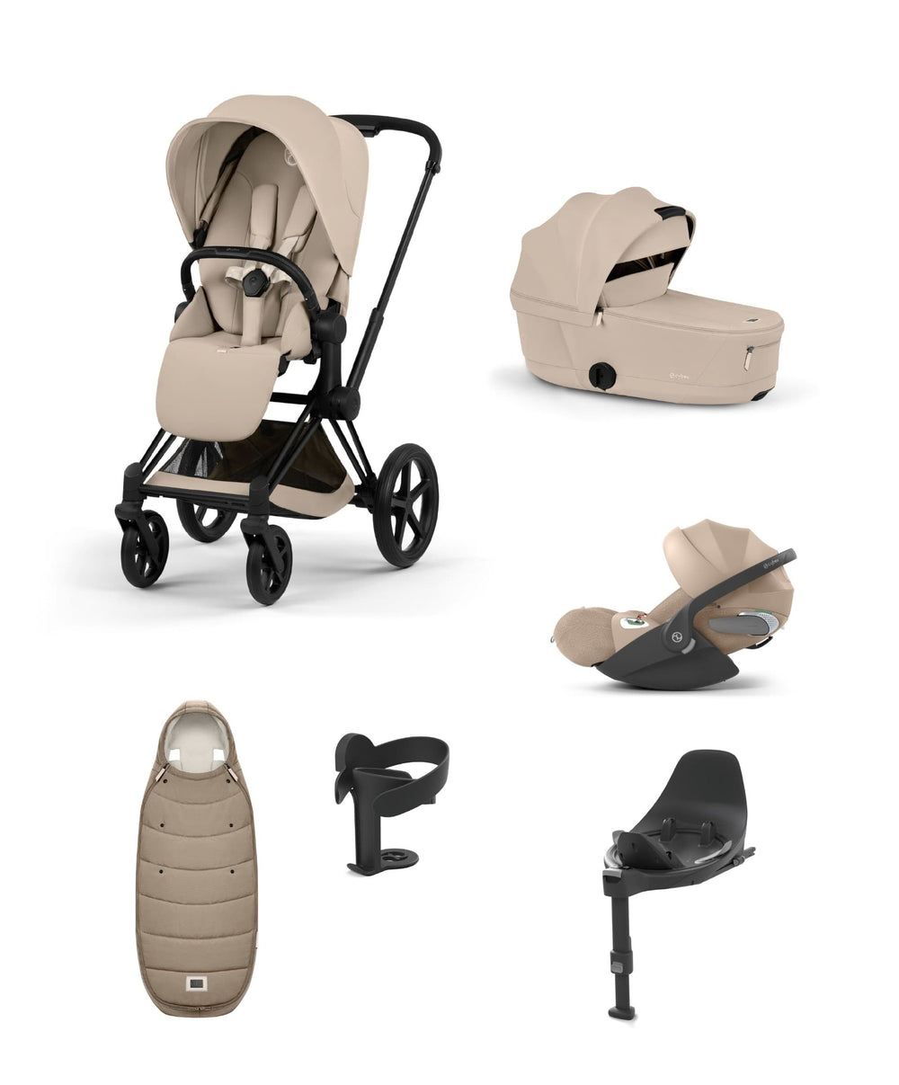 Cybex Pushchairs Cybex Priam Ultimate Pushchair Bundle With Cybex Cloud T Plus - Black/Cozy Beige