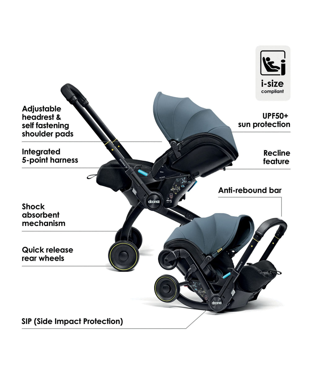 Doona Baby Car Seats Doona X Car Seat &amp; Stroller Dusty Sage with ISOFIX Base - Ocean Blue