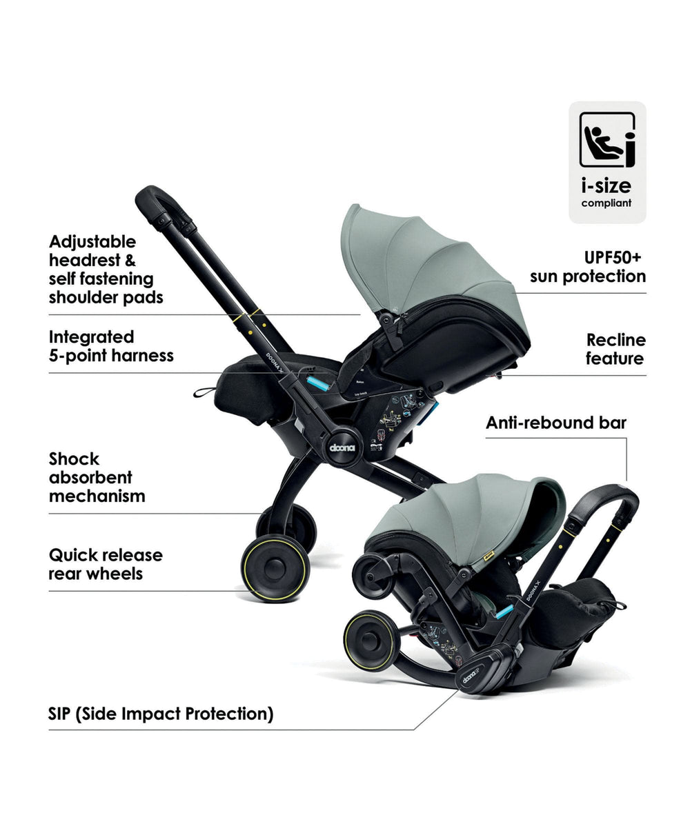 Doona Baby Car Seats Doona X Car Seat &amp; Stroller Dusty Sage with ISOFIX Base - Slate Green