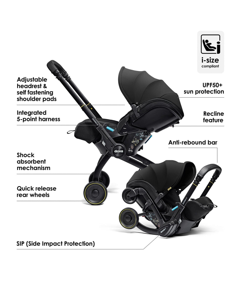 Doona Doona X Car Seat with Stroller &amp; Base - Nitro Black