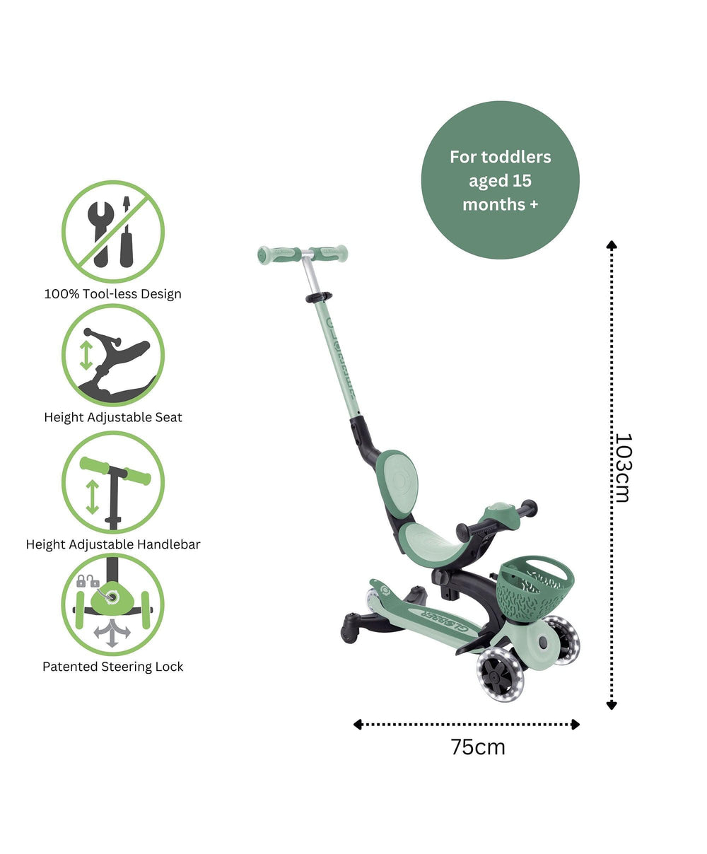 Globber Activity Toys Globber Go Up Baby 360 Lights Scooter – Sage