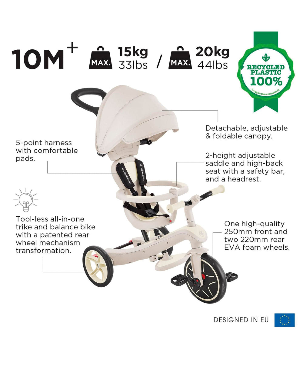 Globber Outdoor Play Globber Explorer Trike Eco 4 in 1 – Coconut
