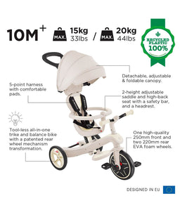 Globber Outdoor Play Globber Explorer Trike Eco 4 in 1 – Coconut