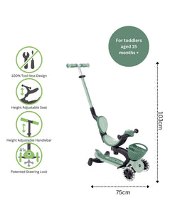 Globber Outdoor Play Globber Go Up Baby 360 Lights Scooter – Sage