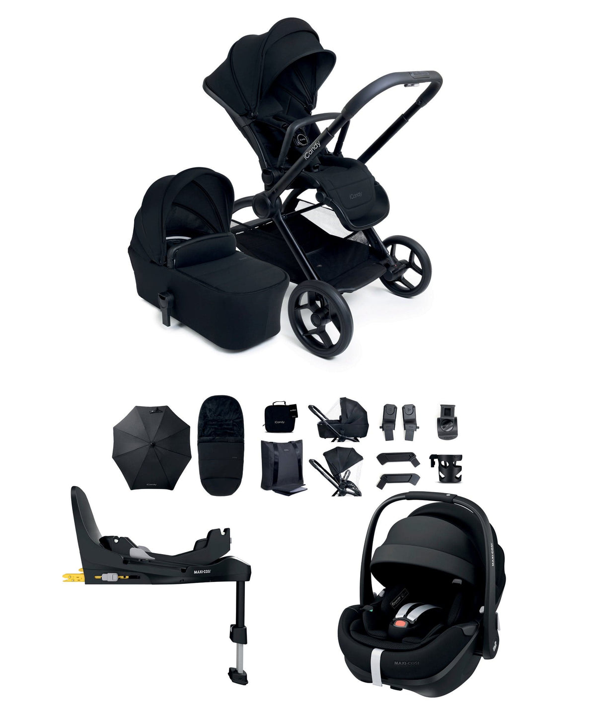iCandy iCandy Core 2 Pushchair Bundle With Maxi-Cosi Pebble 360 Pro Car Seat & Base – Black