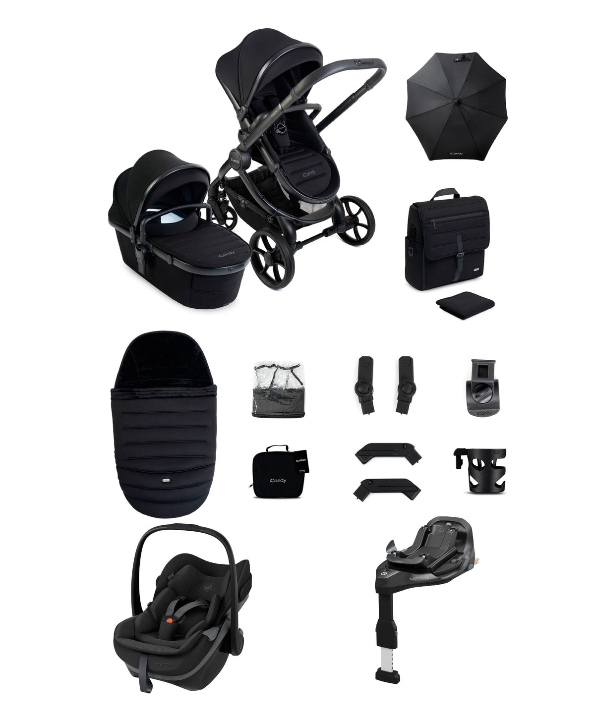 iCandy iCandy Peach 8 Complete Bundle with Maxi-Cosi Pebble Slide Pro Car Seat & Base  - Black