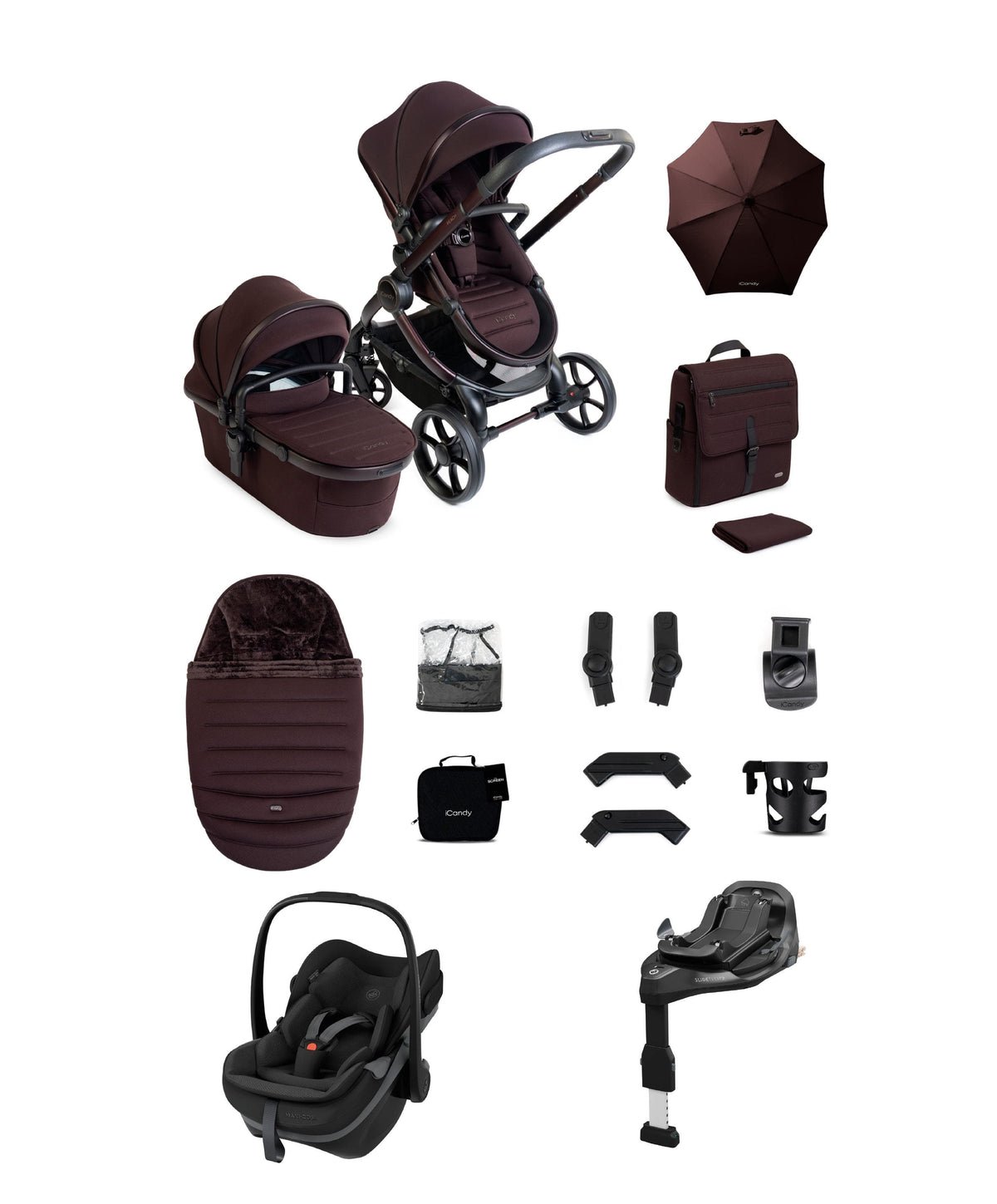 iCandy iCandy Peach 8 Complete Bundle with Maxi-Cosi Pebble Slide Pro Car Seat & Base  - Coffee Bean