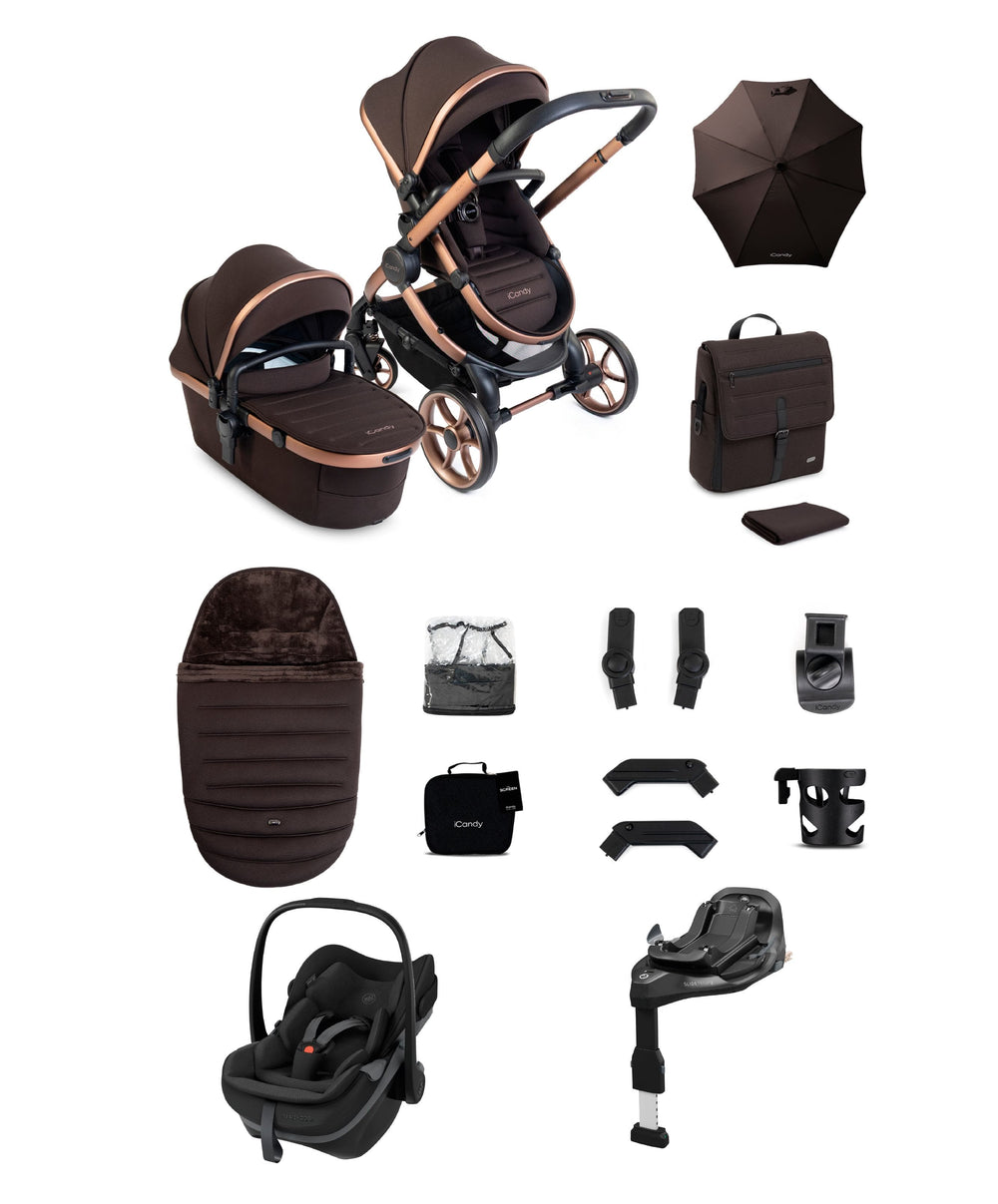 iCandy iCandy Peach 8 Complete Bundle with Maxi-Cosi Pebble Slide Pro Car Seat &amp; Base  - Pebble