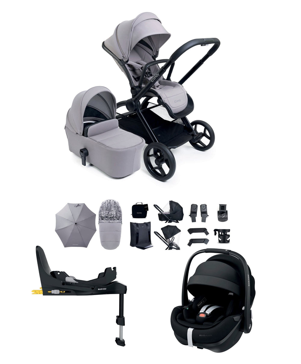 iCandy Pushchairs iCandy Core 2 Pushchair Bundle With Maxi-Cosi Pebble 360 Pro Car Seat &amp; Base - Storm Grey
