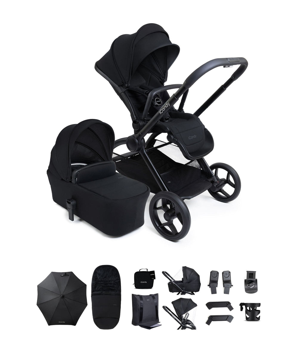 iCandy Pushchairs iCandy Core 2 Pushchair &amp; Carrycot Bundle - Black