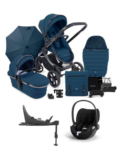 iCandy Pushchairs iCandy Peach 7 Bundle with Cybex Cloud T Car Seat and Base in Cobalt Blue