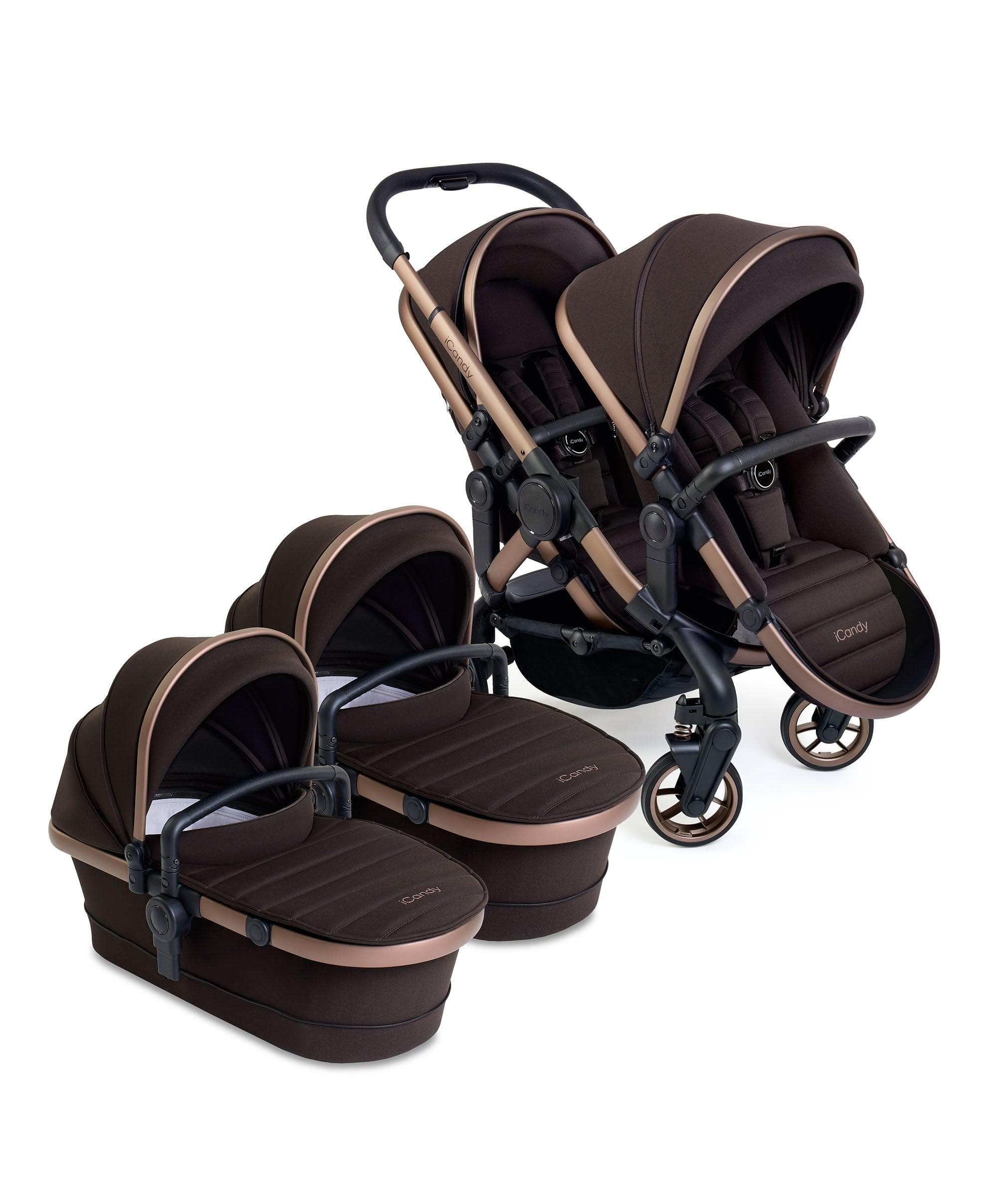 iCandy Peach Twin Pushchair Bundle in Pecan – Mamas Papas UK