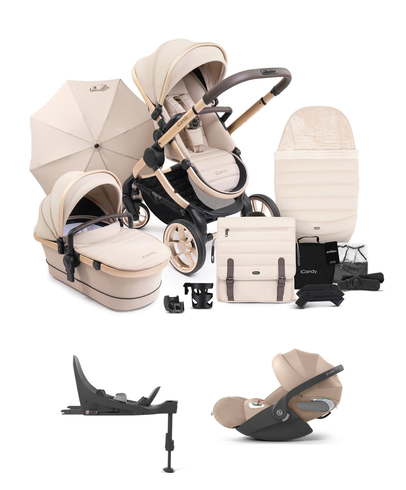 iCandy Peach 7 Complete Pushchair Bundle with Cybex Cloud T Car