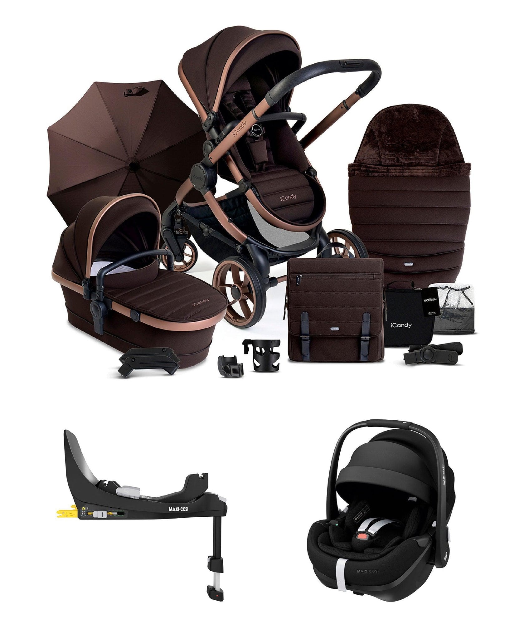 maxi cosi peach amber iCandy Peach 7 Complete Pushchair Bundle with Maxi-Cosi Pebble 360 Pro