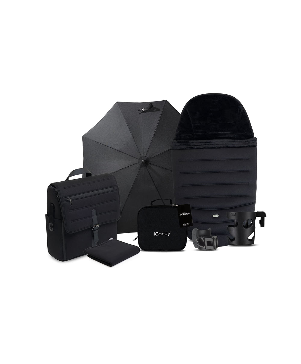 iCandy Peach 8 Complete Bundle with Maxi-Cosi Pebble Slide Pro Car Seat &amp; Base  - Black