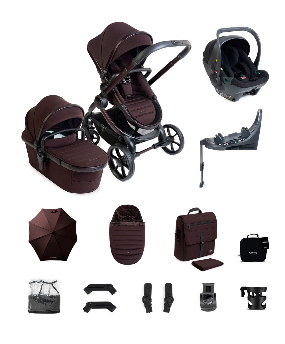 iCandy Pushchairs iCandy Peach 8 Complete Bundle with Cocoon 360 Car Seat - Coffee Bean