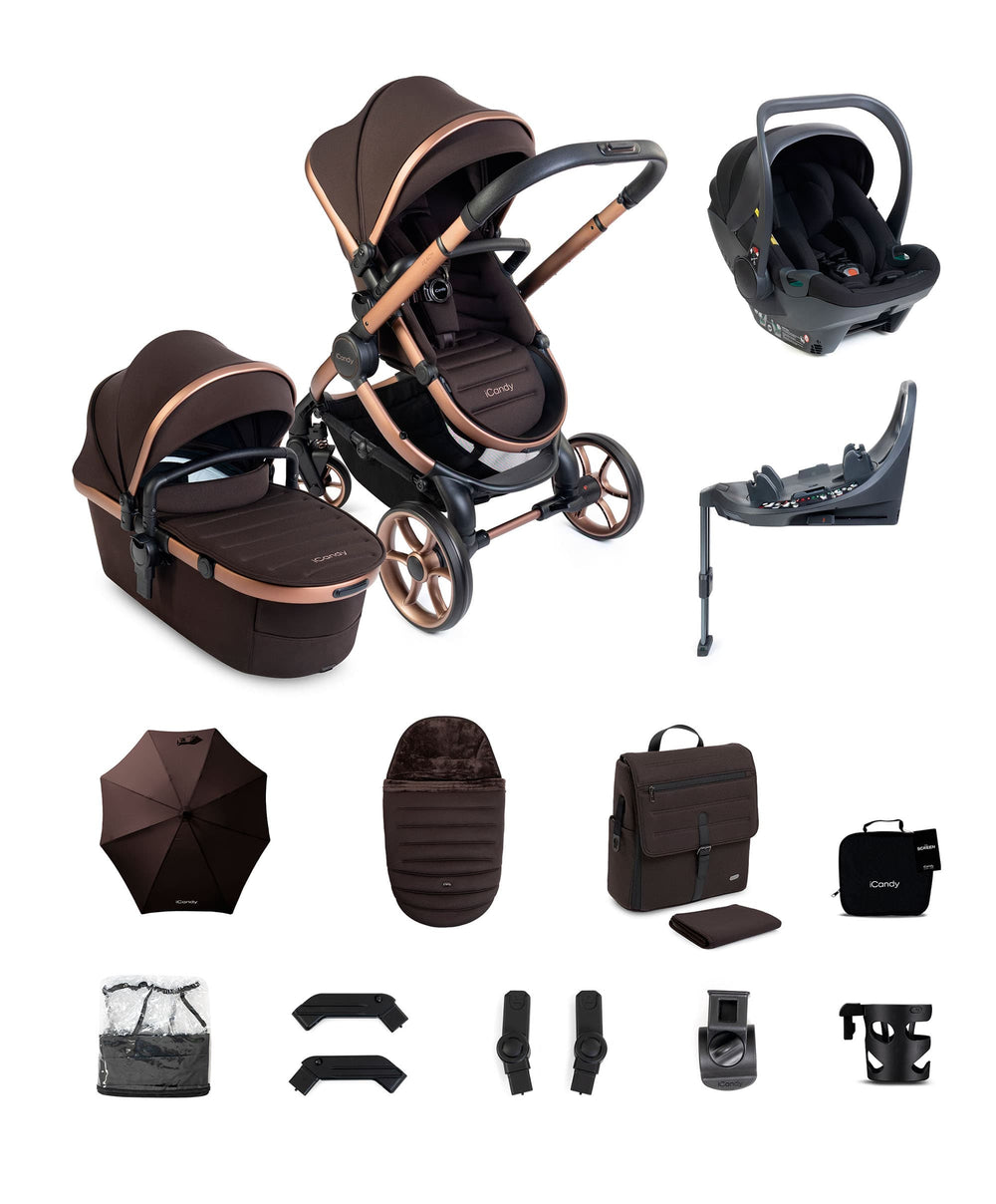 iCandy Pushchairs iCandy Peach 8 Complete Bundle with Cocoon 360 Car Seat - Pecan