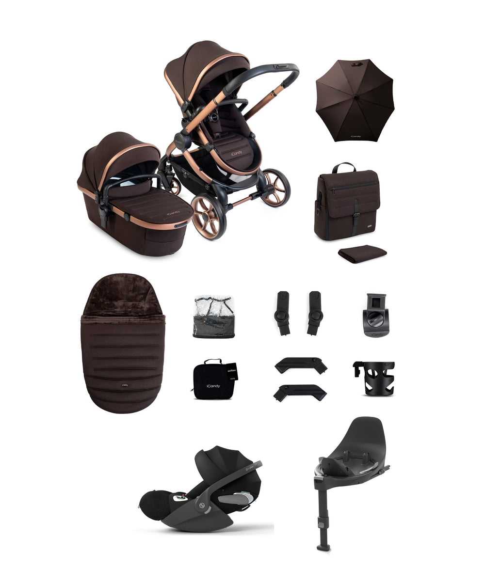 iCandy Pushchairs iCandy Peach 8 Complete Bundle with Cybex Cloud T i-Size Rotating Baby Car Seat - Pecan