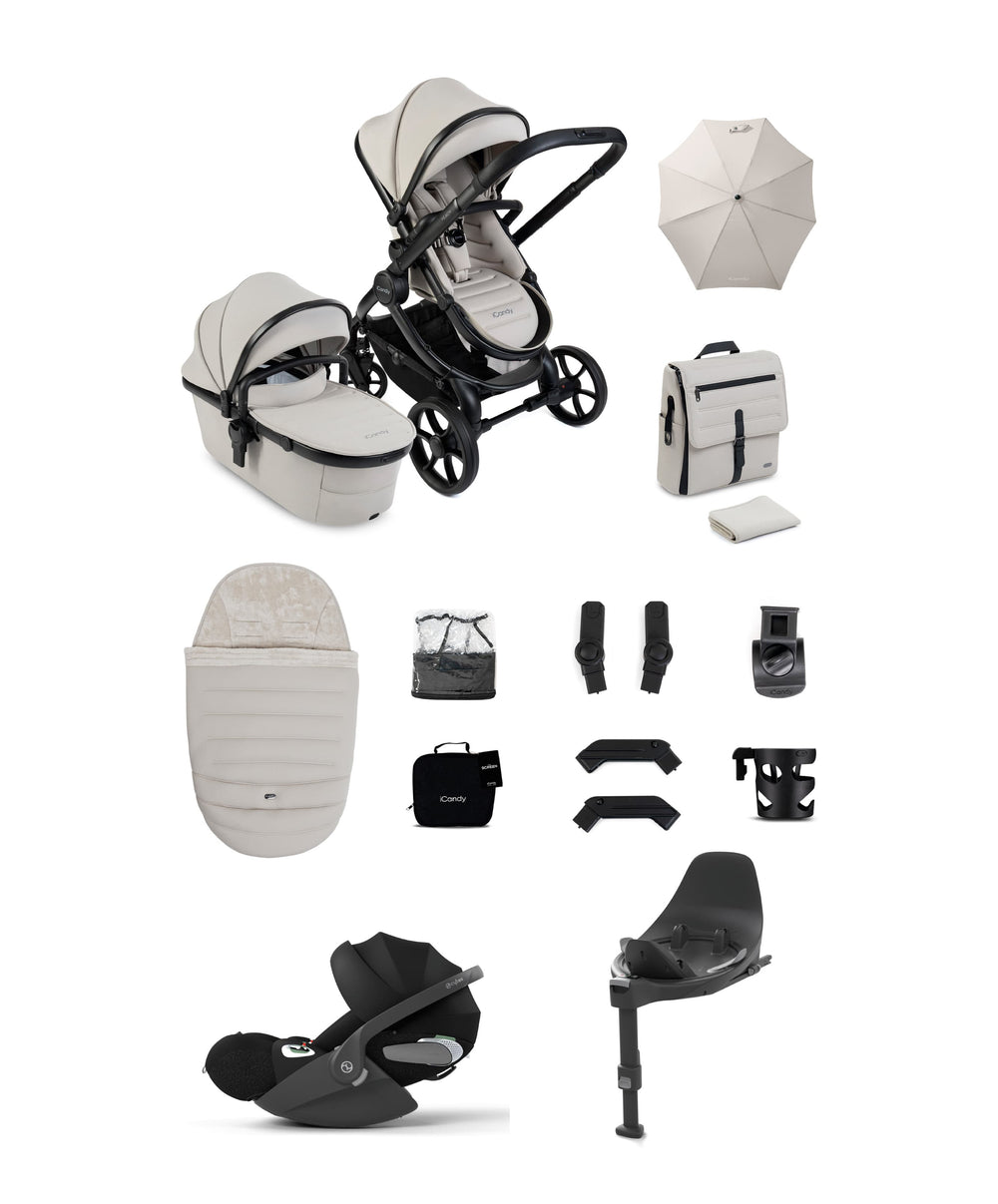 iCandy Pushchairs iCandy Peach 8 Complete Bundle with Cybex Cloud T i-Size Rotating Baby Car Seat - Taupe