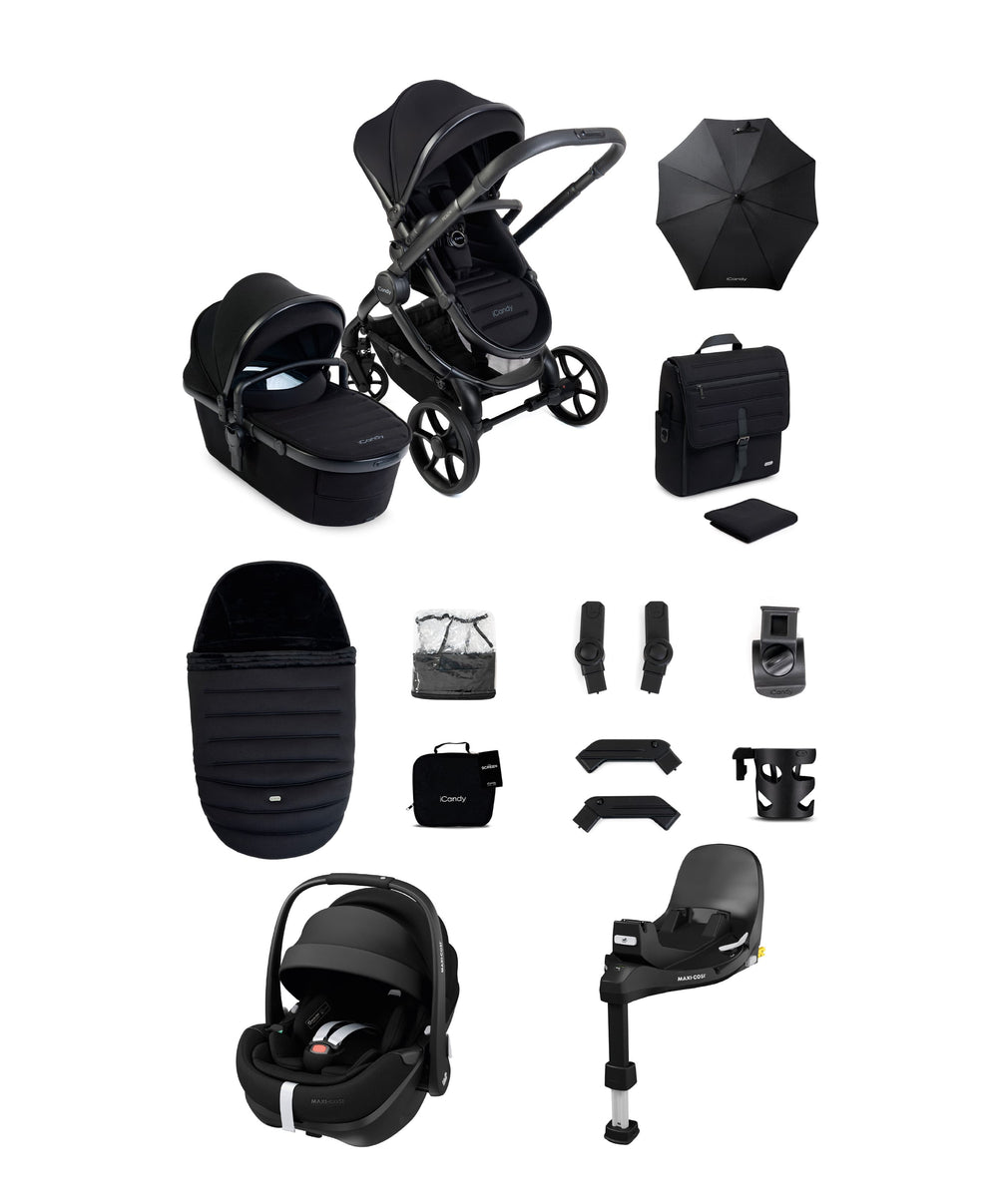 iCandy Pushchairs iCandy Peach 8 Complete Bundle with Maxi-Cosi Pebble 360 Pro2 Car Seat - Black