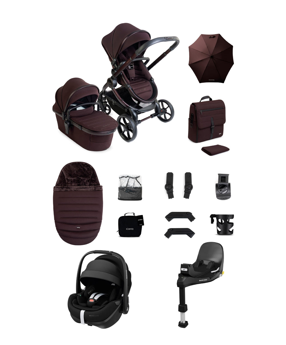 iCandy Pushchairs iCandy Peach 8 Complete Bundle with Maxi-Cosi Pebble 360 Pro2 Car Seat - Coffee Bean
