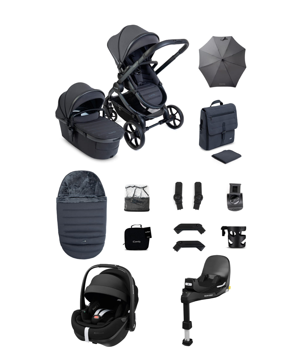 iCandy Pushchairs iCandy Peach 8 Complete Bundle with Maxi-Cosi Pebble 360 Pro2 Car Seat - Grey