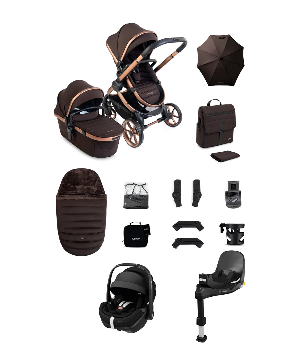 iCandy Pushchairs iCandy Peach 8 Complete Bundle with Maxi-Cosi Pebble 360 Pro2 Car Seat - Pecan