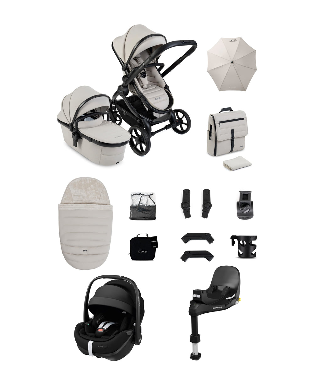iCandy Pushchairs iCandy Peach 8 Complete Bundle with Maxi-Cosi Pebble 360 Pro2 Car Seat - Taupe