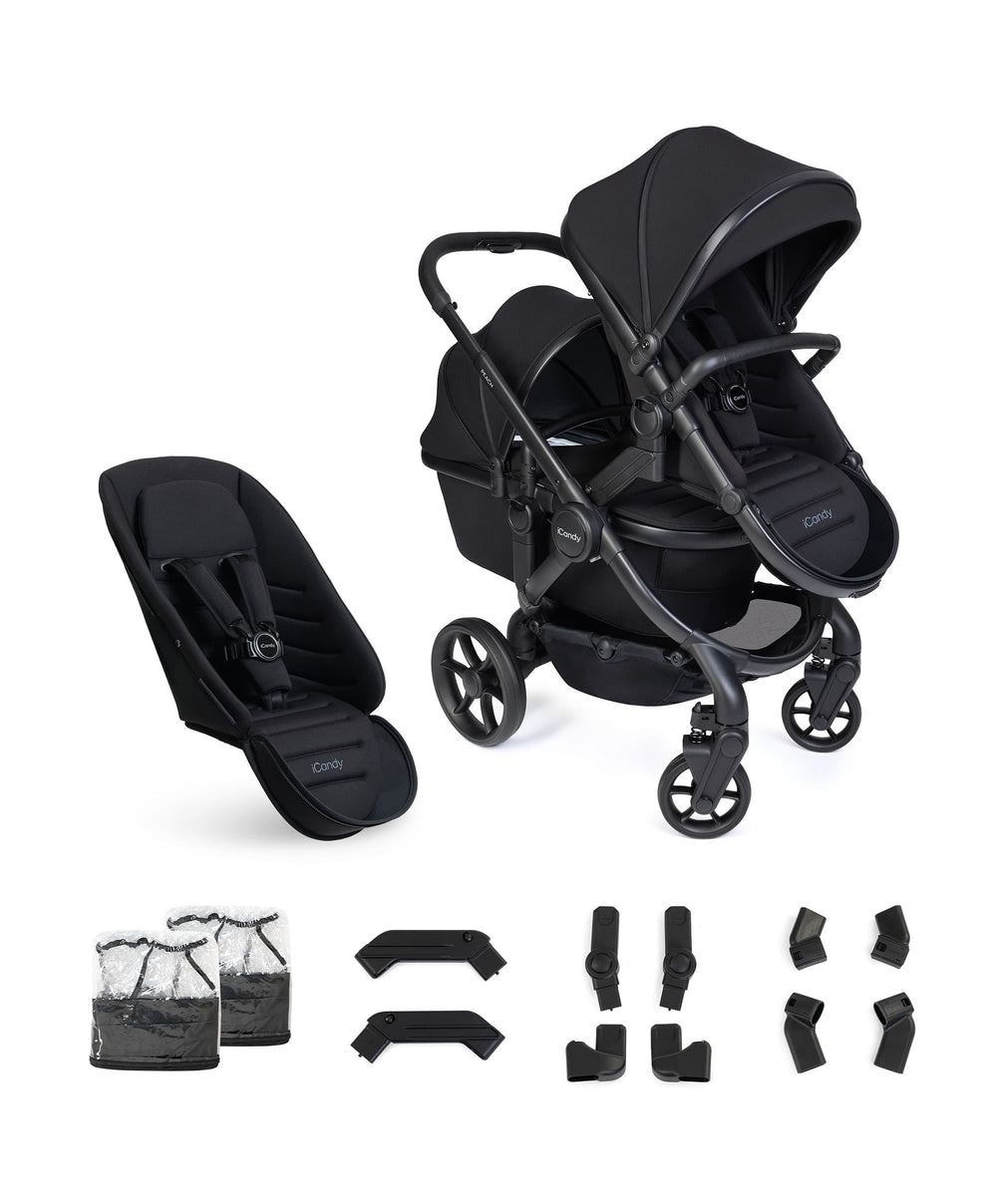 iCandy Pushchairs iCandy Peach 8 Double Complete Bundle - Black