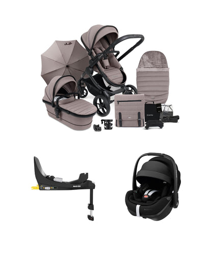 iCandy Pushchairs iCandy Peach7 Porcini Complete Bundle With Maxi-Cosi Pebble 360 Pro² Car Seat & Base