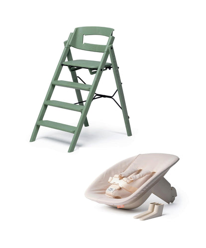 KAOS KAOS Klapp Highchair and Newborn Baby Seat Set - Mineral Green