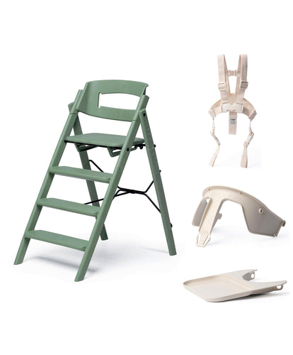KAOS KAOS Klapp Highchair Bundle with Safety Rail, Tray & Harness – Mineral Green
