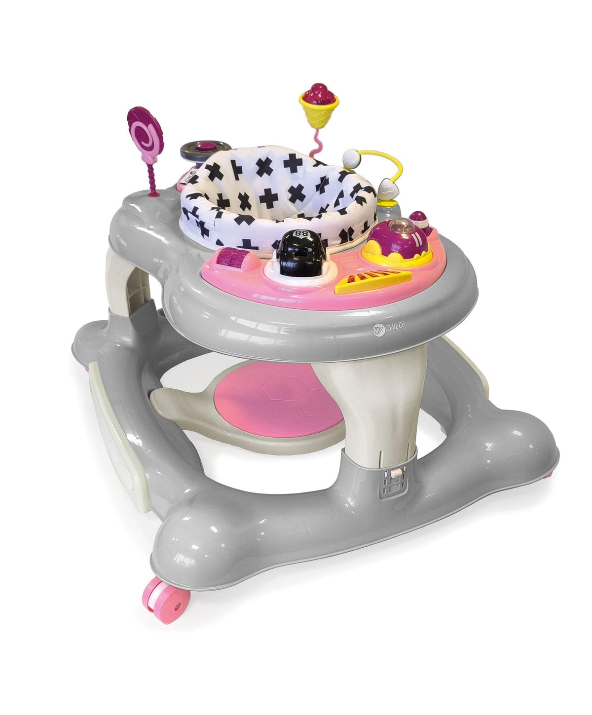 Kooltrade Walker Mychild® Roundabout 4-in-1 Activity Walker, Pink Neutral