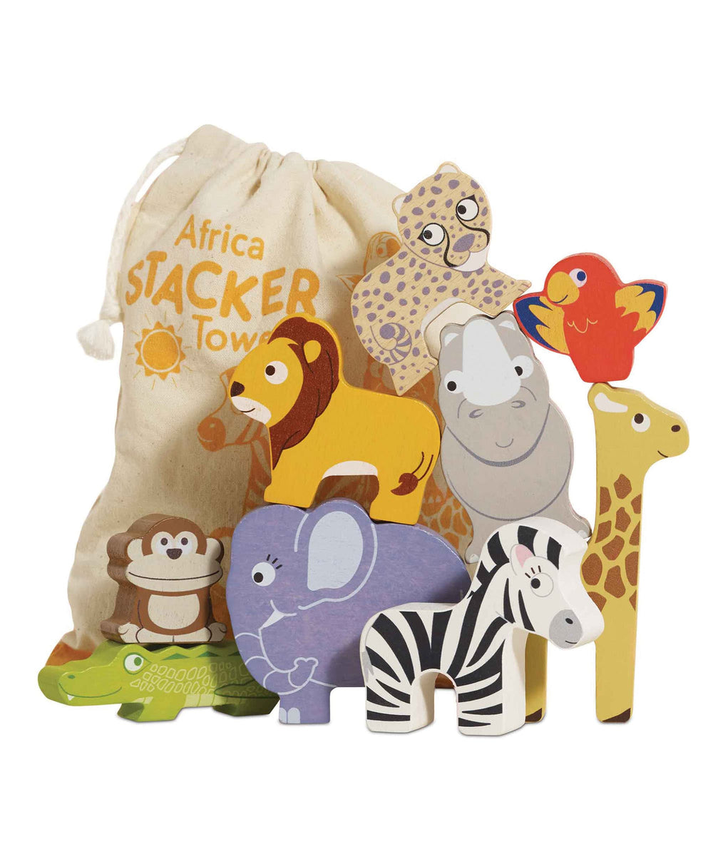 Le Toy Van Jigsaws &amp; Puzzles Classic World Africa Stacking Animals &amp; Bag