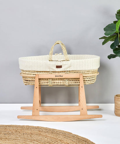 Little Green Sheep Accessories Little Green Sheep Moses Basket & Stand - Linen / Natural