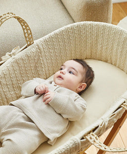 Little Green Sheep Little Green Sheep Knitted Moses Basket - Linen