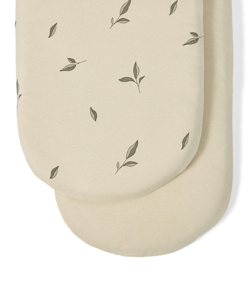 Little Green Sheep Little Green Sheep Moses Basket Sheets (Pack of 2) – Leaf Print
