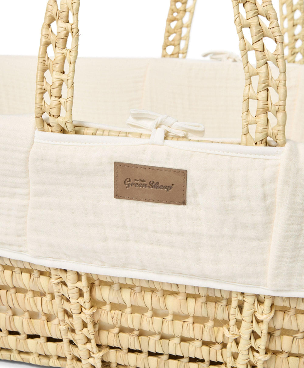 Little Green Sheep Little Green Sheep Muslin Moses Basket &amp; Mattress - Ecru