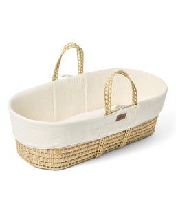 Little Green Sheep Little Green Sheep Muslin Moses Basket & Mattress - Ecru
