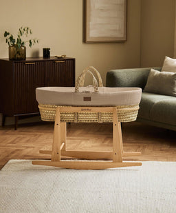 Little Green Sheep Little Green Sheep Muslin Moses Basket & Mattress - Truffle
