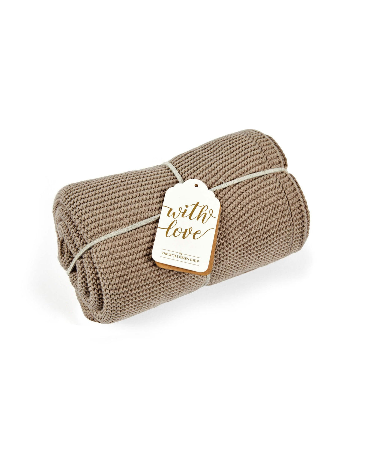 Little Green Sheep Little Green Sheep Organic Knitted Cellular Baby Blanket - Truffle