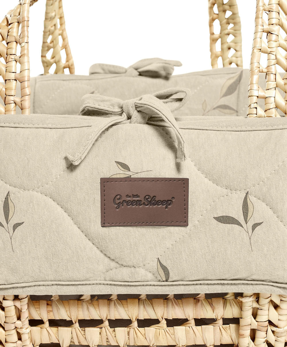 Little Green Sheep Little Green Sheep Quilted Moses Basket &amp; Mattress - Leaves