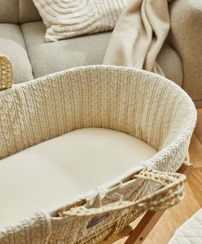 Little Green Sheep Moses Basket Bedding The Little Green Sheep Organic Jersey Moses Basket Fitted Sheet in Linen