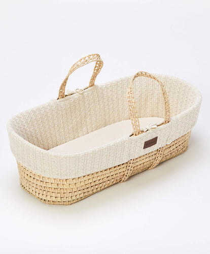 Little Green Sheep Moses Baskets Little Green Sheep Knitted Moses Basket - Linen