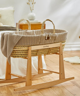 Little Green Sheep Moses Baskets Little Green Sheep Organic Knitted Moses Basket & Mattress - Truffle