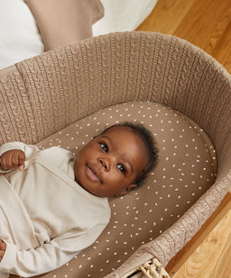 Little Green Sheep Moses Baskets Little Green Sheep Organic Knitted Moses Basket & Mattress - Truffle