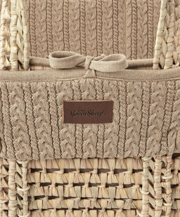Little Green Sheep Moses Baskets Little Green Sheep Organic Knitted Moses Basket & Mattress - Truffle