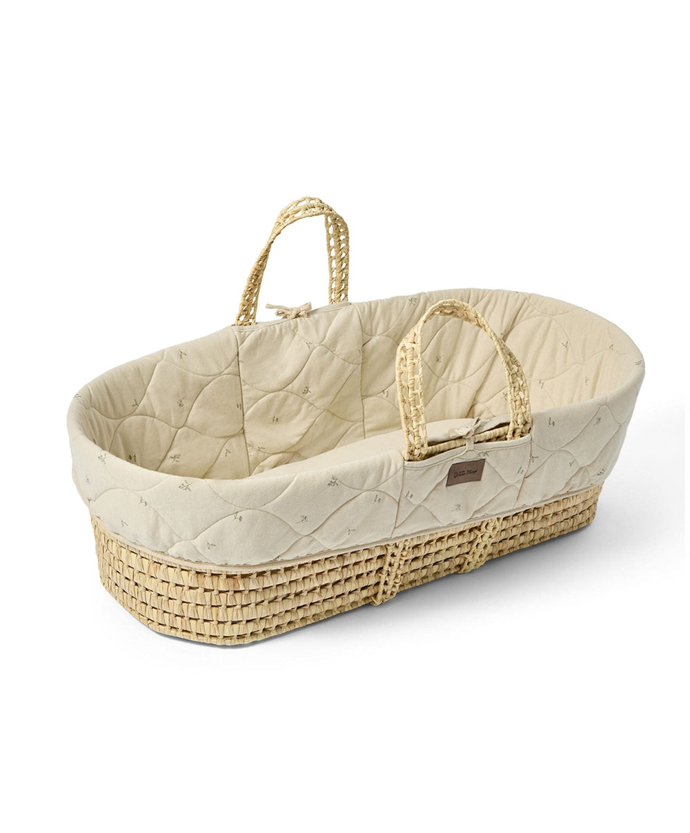 Little Green Sheep Moses Baskets Quilted Moses Basket &amp; Mattress - Floral