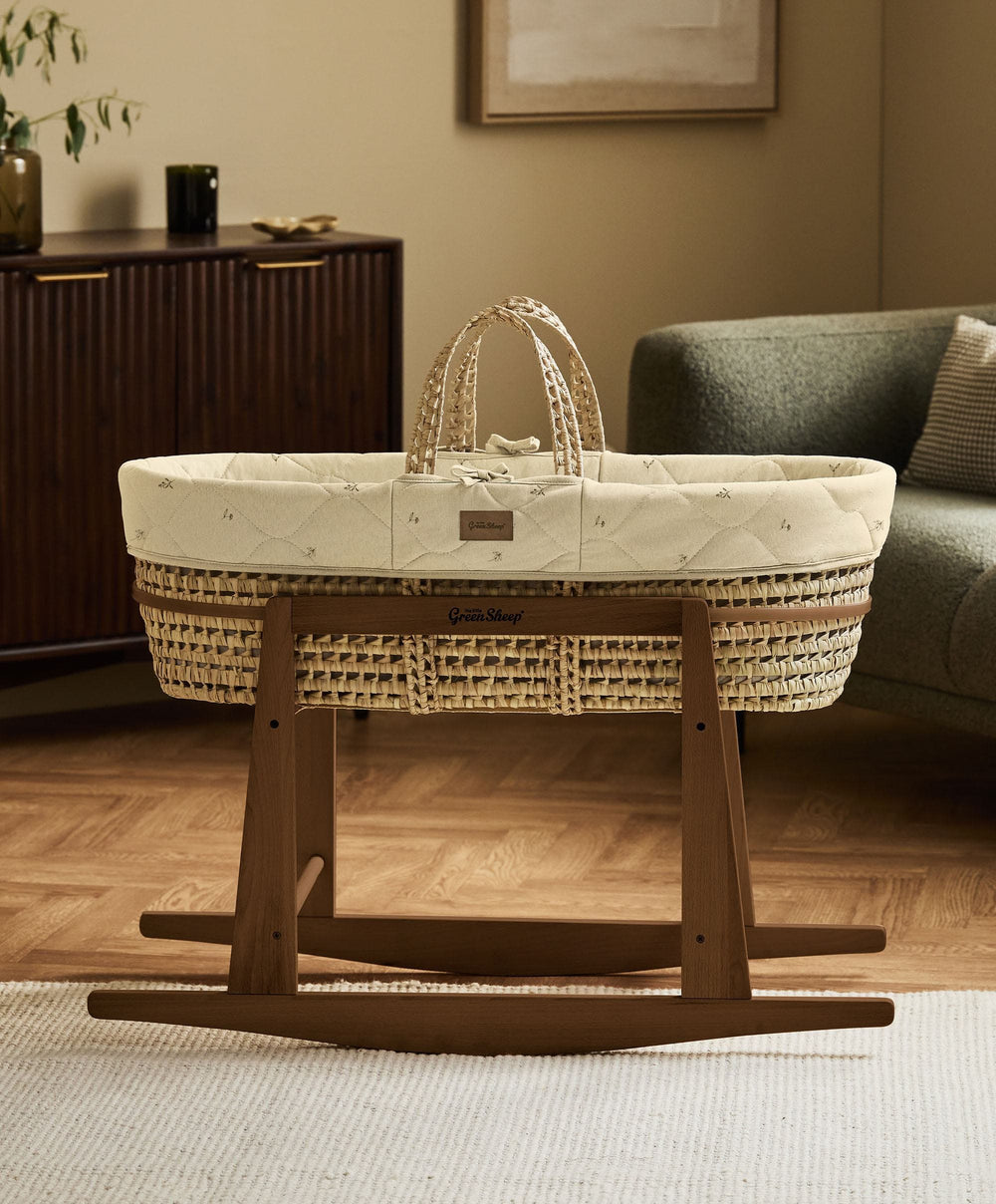 Little Green Sheep Moses Baskets Quilted Moses Basket &amp; Mattress - Floral