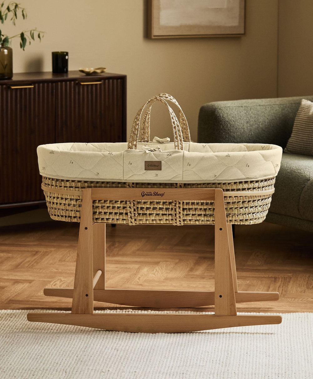 Little Green Sheep Moses Baskets Quilted Moses Basket &amp; Mattress - Floral